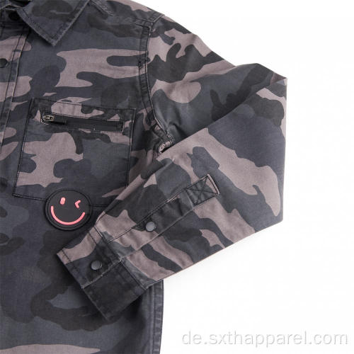 Fashion Camouflage Langarmhemd Herrenjacke